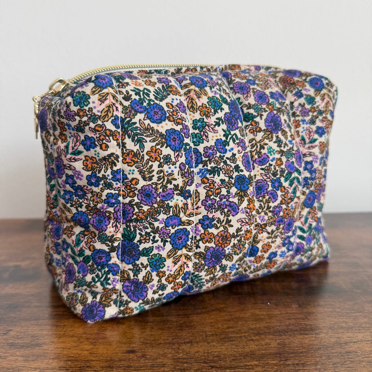 Trousse de toilette matelassée – Fleurs multicolores