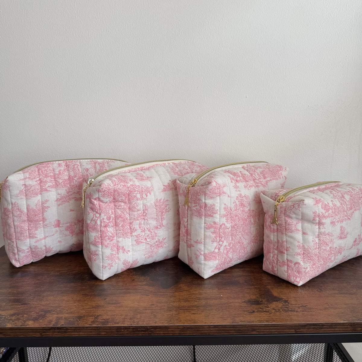 Trousse de toilette jouy rose