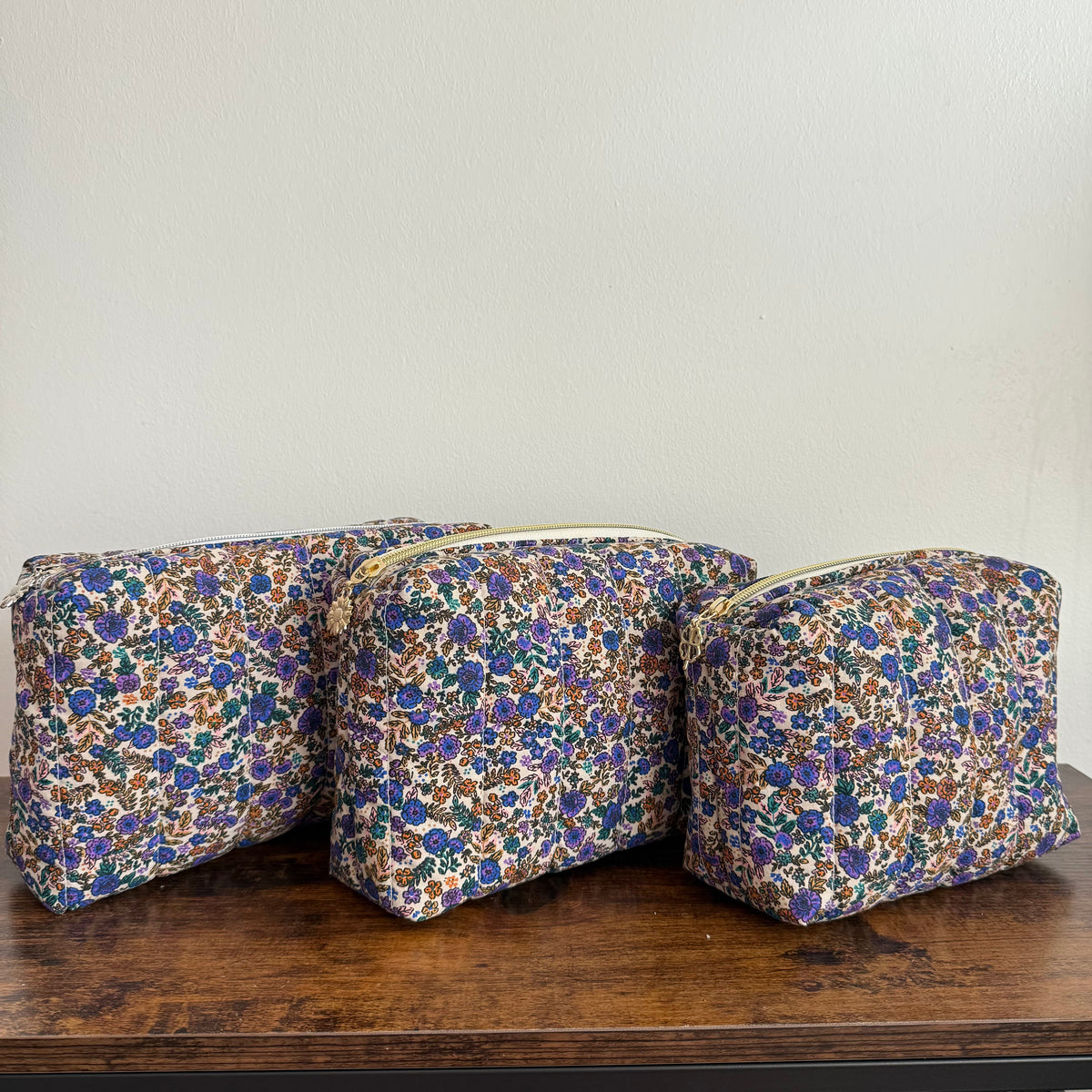 Trousse de toilette matelassée – Fleurs multicolores