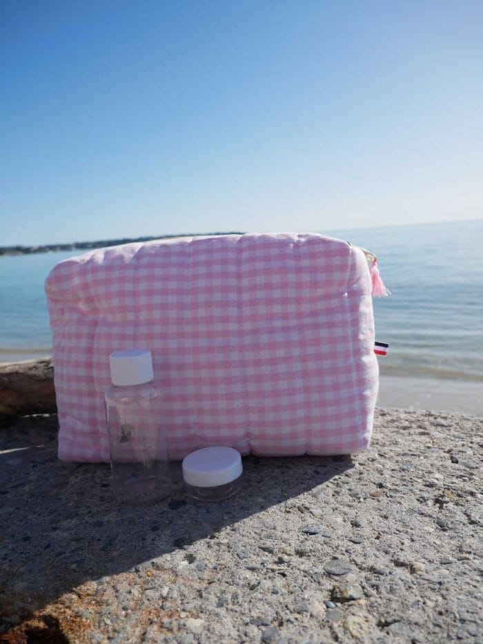 Trousse de toilette taille M vichy rose