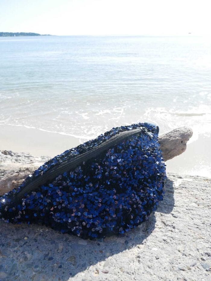 Sac à main Banane sequin bleu nuit